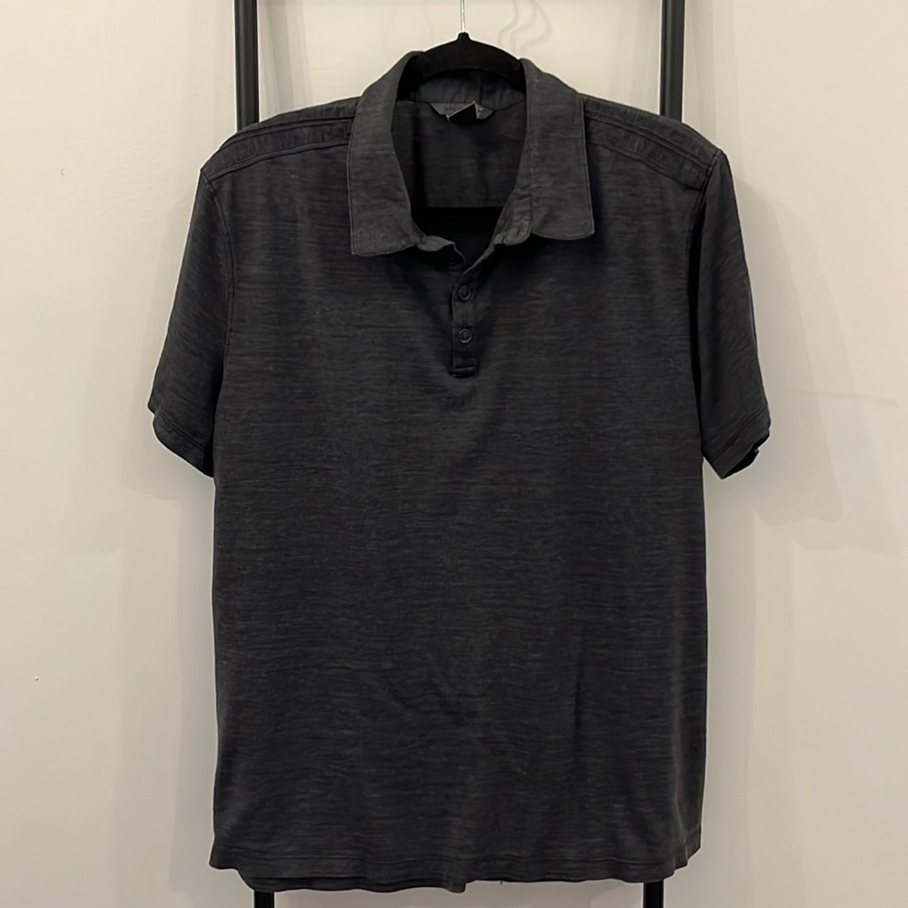 John Varvatos Gray Short Sleeve Polo Silk Cotton Polo Men Size XL